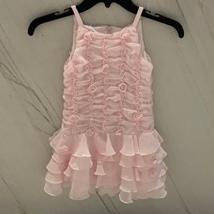 Biscotti dress pink with ruffles & rosettes